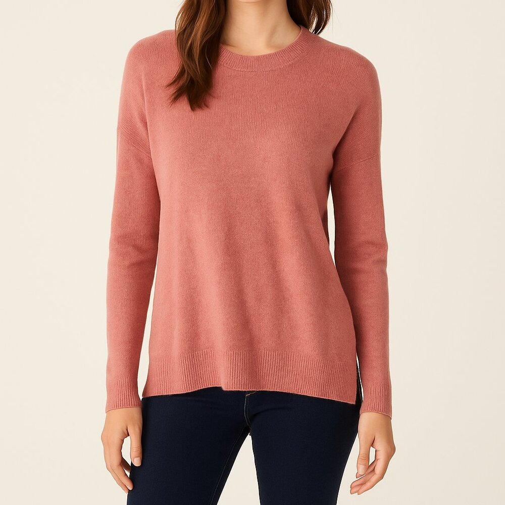 Lou & Grey Pink Salmon High-Low Sweater – Cozy Soft Knit Medium
